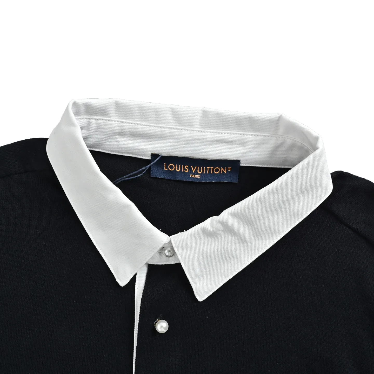 Louis Vuitton/Louis Vuitton white collar button knitted Polo short sleeves